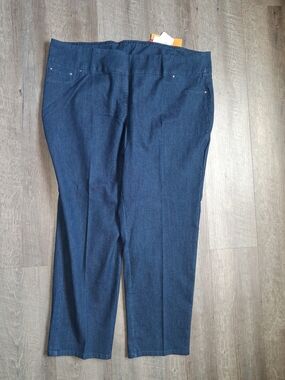 Ruby Rd. Navy Straight Leg Pull-On Jeans